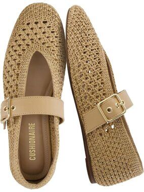 Women's Mary Jane Ballet Flat Shoes with Adjustable Gold-Tone Buckle Brown